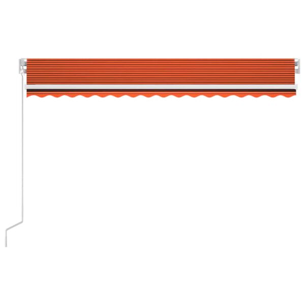 vidaXL Manual Retractable Awning with LED 400x300 cm Orange and Brown