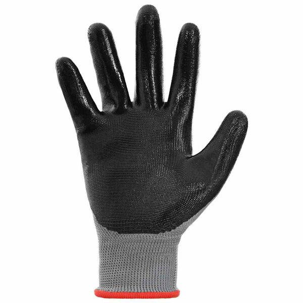 vidaXL Work Gloves 12 pcs Grey and Black 7 / S Polyester