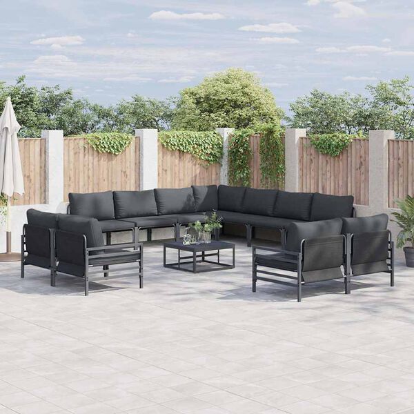 vidaXL Garden Sofa Set Anthracite Steel