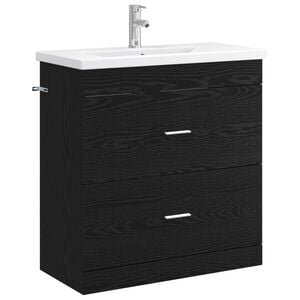 vidaXL Bathroom Furniture Set Black Oak 81 x 40 x 84.5 cm