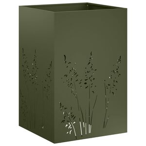 vidaXL Garden Planter Olive Green 50 x 50 x 75 cm Cold-rolled Steel