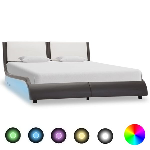 vidaXL Bed Frame with LED without Mattress Grey and White 120x190 cm