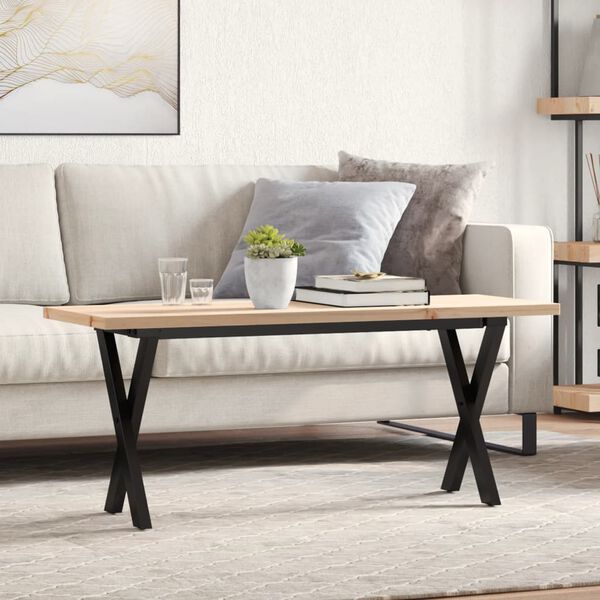 vidaXL Coffee Table X-Frame 110x40x45.5 cm Solid Wood Pine and Steel