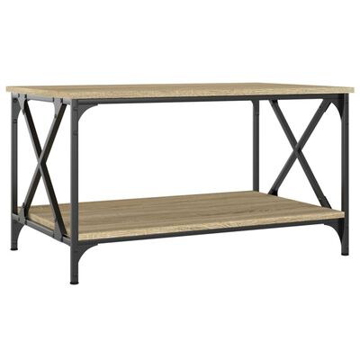 vidaXL Coffee Table Sonoma Oak 80x50x45 cm Engineered Wood and Iron