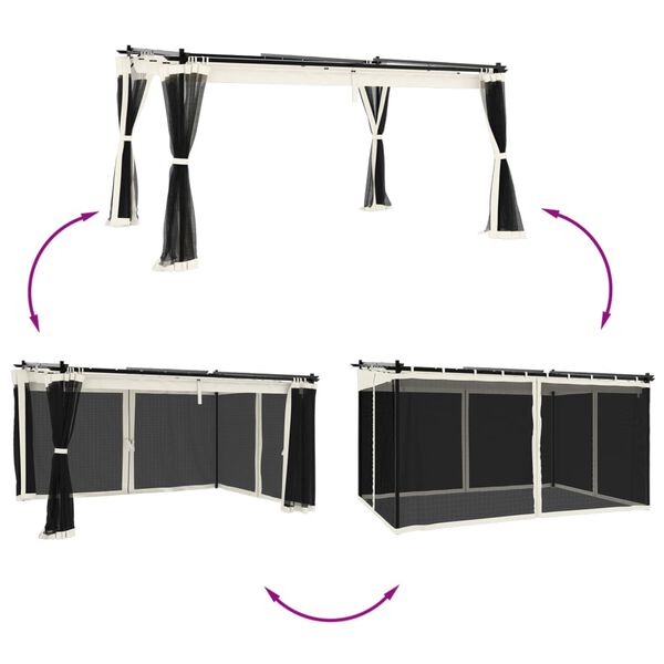 vidaXL Gazebo with Mesh Walls Cream 4x3 m Steel