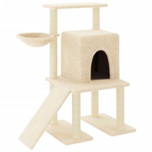 vidaXL Cat Tree with Sisal Scratching Posts Cream 96.5 cm