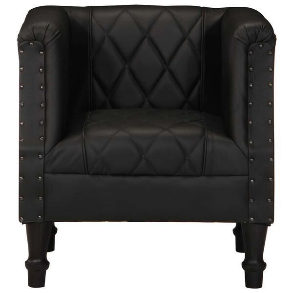 vidaXL Tub Chair Black Real Goat Leather