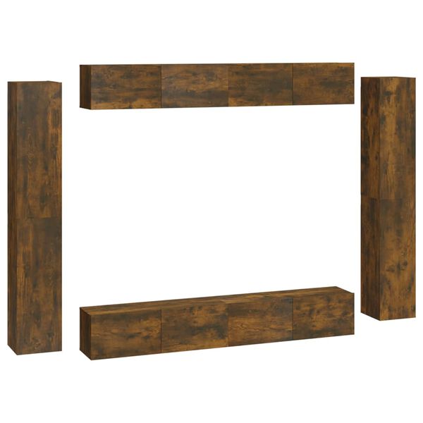 vidaXL 8 Piece TV Cabinet Set Smoked Oak Engineered Wood