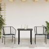 vidaXL 3 Piece Garden Dining Set Black Poly Rattan Glass