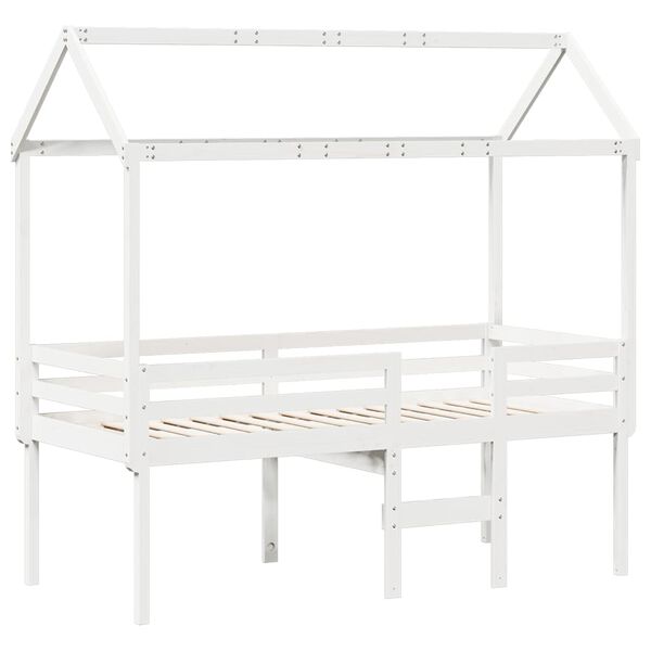 vidaXL High Sleeper Bed without Mattress White 90x190 cm Single Solid Wood Pine