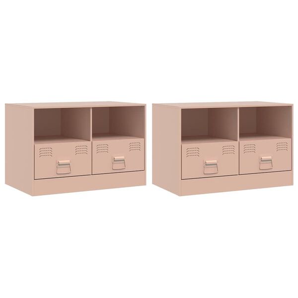 vidaXL TV Cabinets 2 pcs Pink 67x39x44 cm Steel