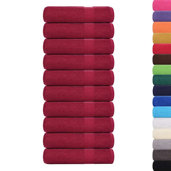 vidaXL Shower Towels "FROGN" 10 pcs Bordeaux 70x140 cm 360 gsm
