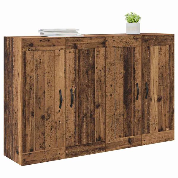 vidaXL Wall-mounted Cabinet 2 pcs Old Wood 69.5 x 34 x 90 cm