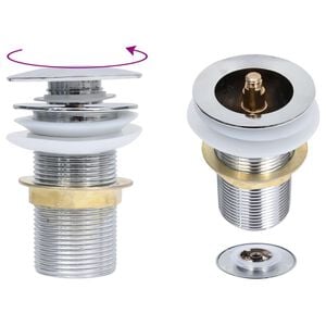 vidaXL Push Drain without Overflow Function Chrome 6.4x6.4x9.1 cm