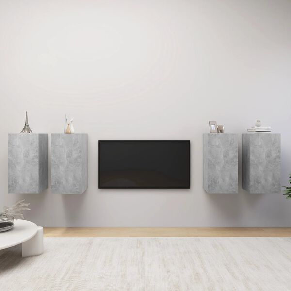 vidaXL TV Cabinets 4 pcs Concrete Grey 30.5x30x60 cm Engineered Wood