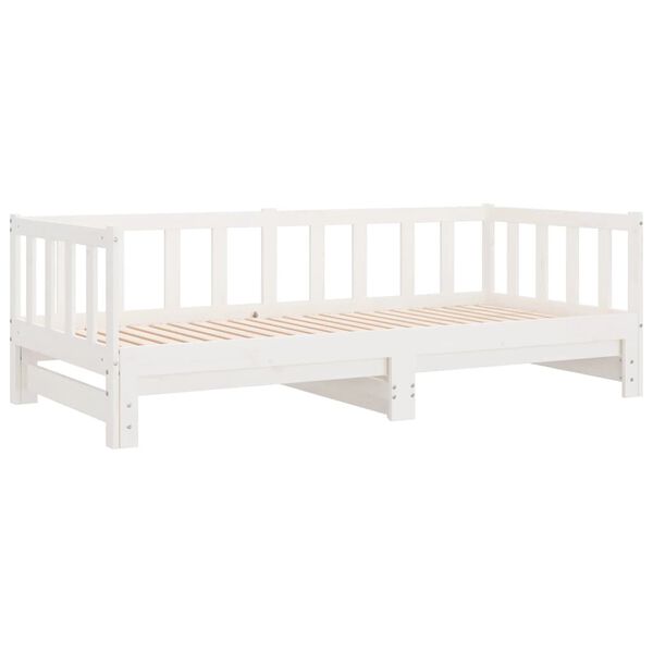 vidaXL Day Bed with Trundle without Mattress White 90x190 cm Single Solid Wood