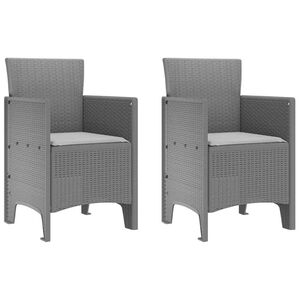 vidaXL Garden Chair 2 pcs Light Grey Polypropylene