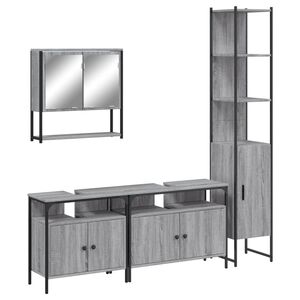 vidaXL 4 Piece Bathroom Furniture Set Grey Sonoma Engineered Wood