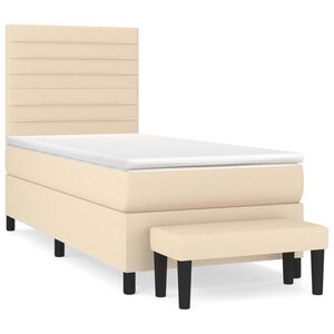 vidaXL Box Spring Bed with Mattress Cream 80x200 cm Fabric