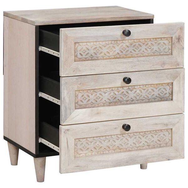 vidaXL Bedside Cabinet Beige 50 x 33 x 62 cm Solid Acacia wood