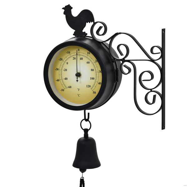 vidaXL Garden Wall Clock with Thermometer Vintage