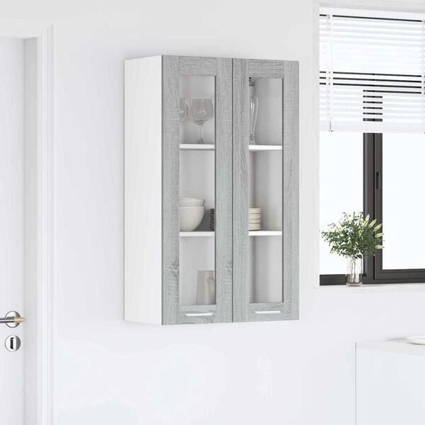 vidaXL Hanging Cabinet Grey Sonoma 60 x 31 x 100 cm Engineered Wood