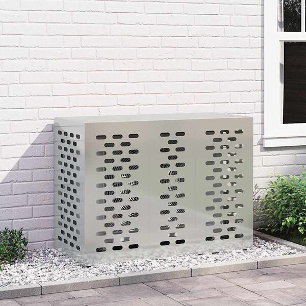 vidaXL Air Conditioner Cover Silver 110 x 50 x 80 cm Galvanised Steel