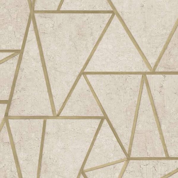 DUTCH WALLCOVERINGS Wallpaper Triangles Beige and Gold