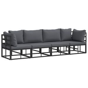 vidaXL Garden Sofa Set 4 pcs Black Metal