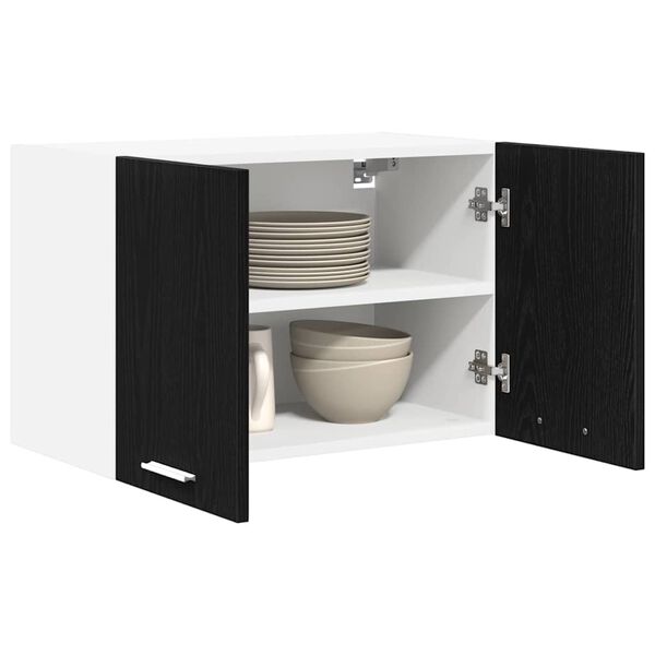 vidaXL Hanging Cabinet 2 pcs Black Oak and White 60 x 31 x 40 cm