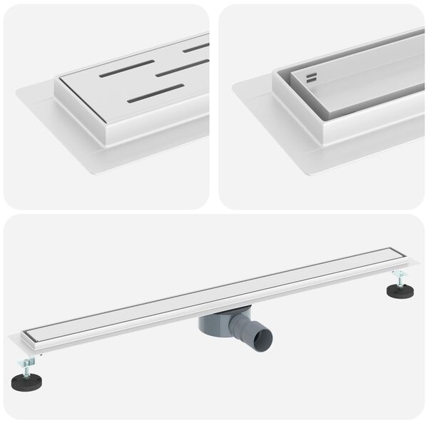 vidaXL Shower Drain 2-in-1 with 360° Siphon Silver 90 cm