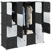 vidaXL Storage Cube Organiser with 16 Cubes and Hanging Rods PP