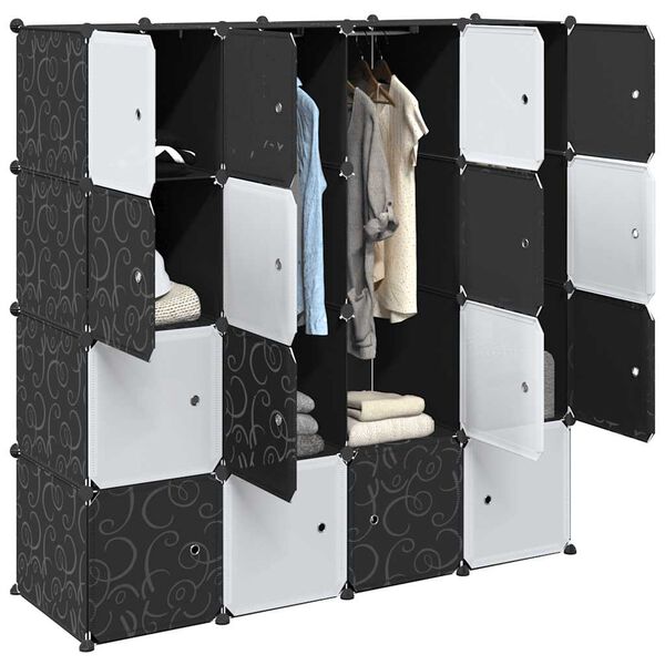 vidaXL Storage Cube Organiser with 16 Cubes and Hanging Rods PP