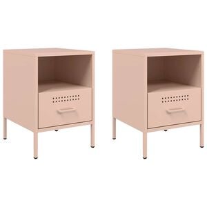 vidaXL Bedside Cabinets 2 pcs Pink 36x39x50,5 cm Steel