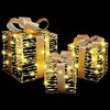 vidaXL Gift Box with 60 LEDs 3 pcs Warm white 20 x 20 x 20 cm PET
