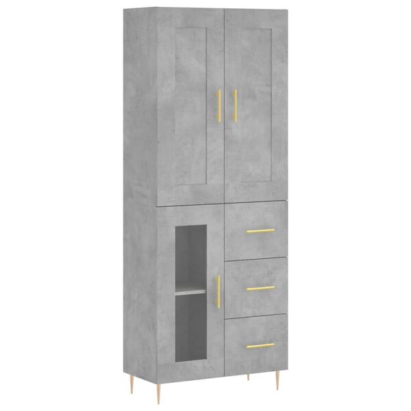 vidaXL Highboard Concrete Grey 69.5x34x180 cm Engineered Wood