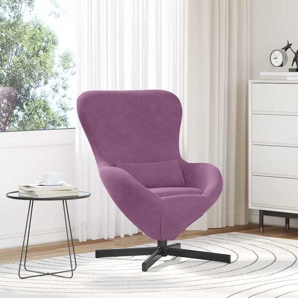 vidaXL Egg Chair Purple 63 x 73 x 90 cm Velvet