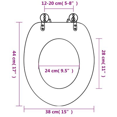 vidaXL WC Toilet Seats 2 pcs with Soft Close Lids MDF Starfish Design