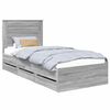 vidaXL Bed Frame with Drawer Grey Sonoma 90 x 200 cm Engineer Wood