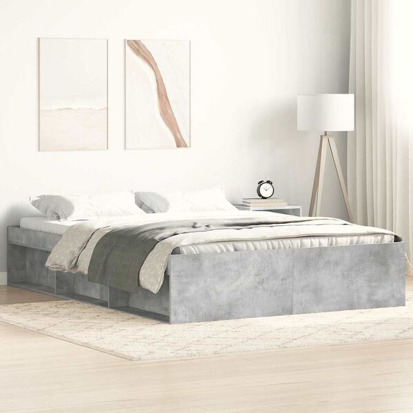 vidaXL Bed Frame without Mattress Concrete Grey 135x190 cm Double Double