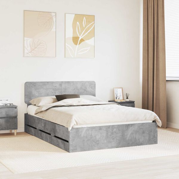 vidaXL Bed Frame Concrete Grey 150 x 200 cm Engineered Wood
