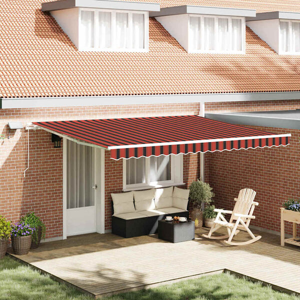 vidaXL Retractable Awning Manual Orange and brown 450 x 350 cm