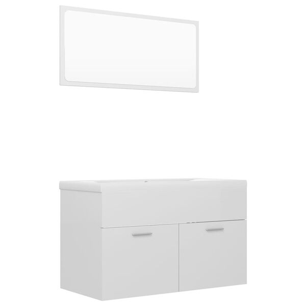 vidaXL Bathroom Furniture Set High Gloss White Engineered Wood