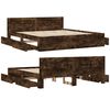 vidaXL Bed Frame with Headboard without Mattress Smoked Oak 200x200 cm