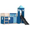 vidaXL Bunk Bed without Mattress with Slide and Curtains Blue 90x200 cm