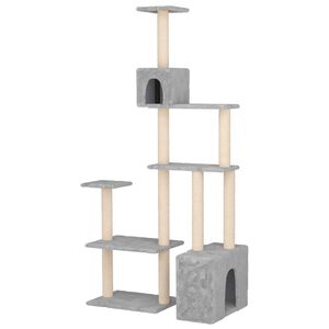 vidaXL Cat Tree with Sisal Scratching Posts Light Grey 177.5 cm