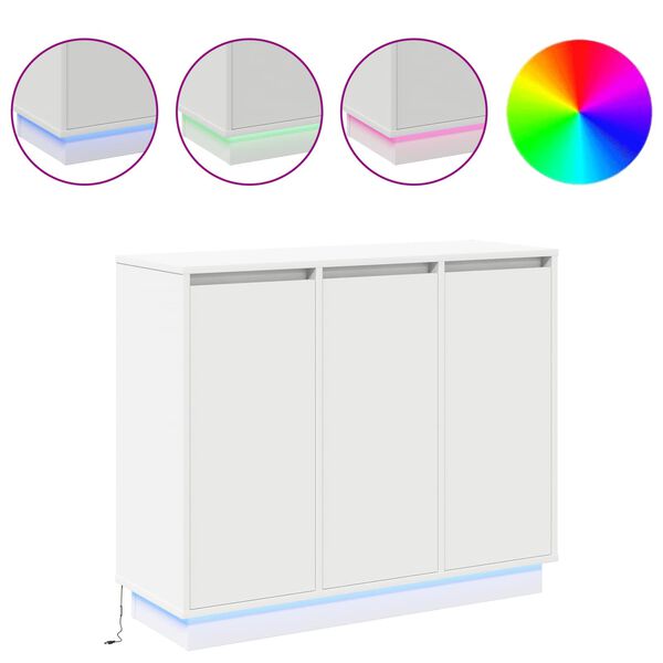 vidaXL LED Sideboard White 90 x 32 x 75 cm Engineered Wood