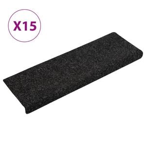 vidaXL Stair Mats Self-adhesive 15 pcs 65x21x4 cm Black Rectangular Edge