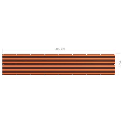 vidaXL Balcony Screen Orange and Brown 75x400 cm Oxford Fabric