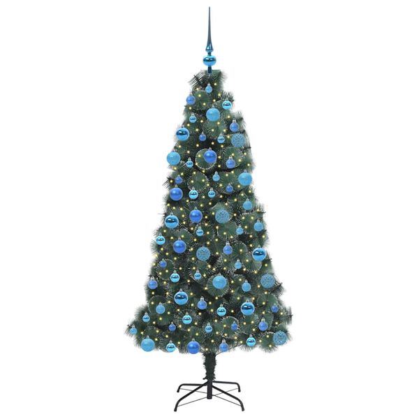 vidaXL Artificial Pre-lit Christmas Tree with Ball Set Green 180 cm